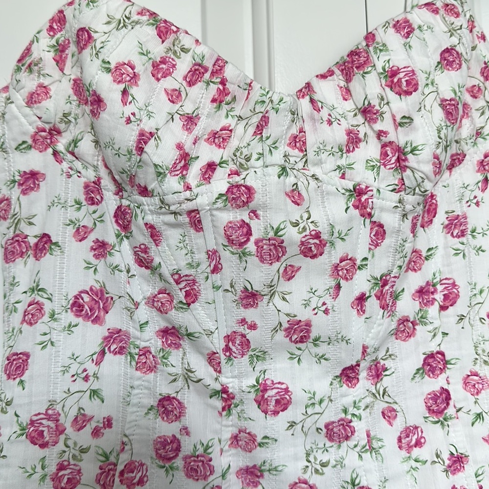 Zara pink/white floral mini dress, spaghetti straps, size Small - Picture 2 of 5